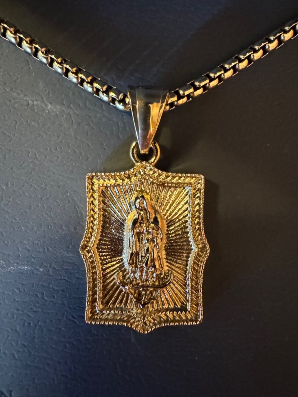 Kohl's Our Lady of Guadalupe Necklace Stainless Steel Gold 1913 - Picture 4 of 5